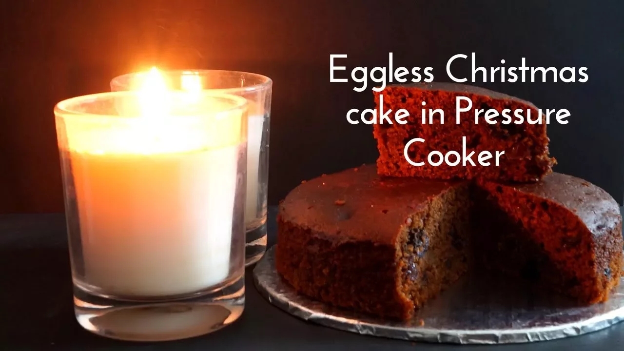 Eggless Christmas Cake in Pressure Cooker