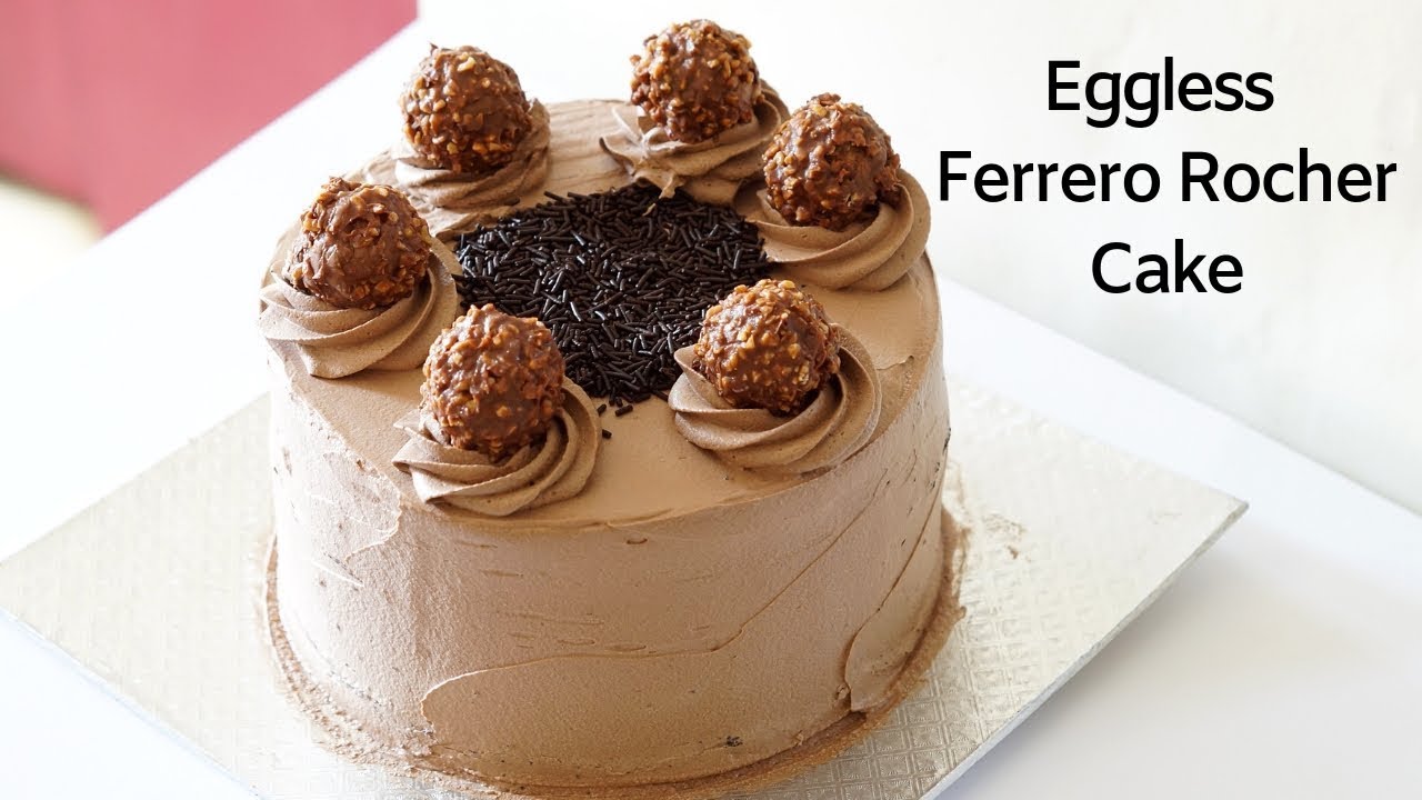 Eggless Ferrero Rocher Cake – Non Dairy Whipped Cream Cake