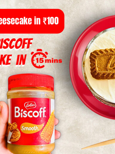 No-Bake Biscoff Cheesecake served in glass jars with Biscoff biscuit topping