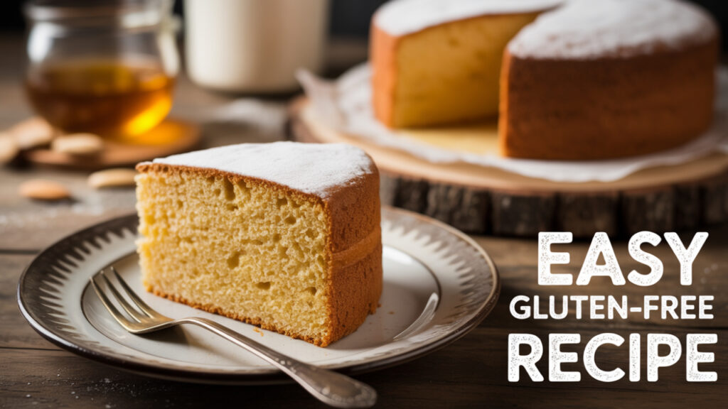 Eggless gluten-free jowar sponge cake sliced and served on a white plate with soft, airy texture
