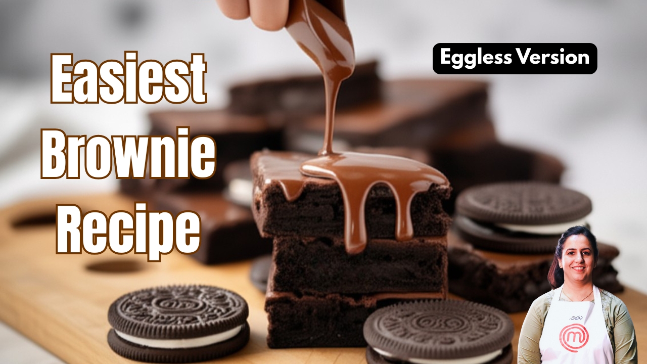 Bakery-style Oreo brownie with rich chocolate layers and crushed Oreo topping on a wooden tray