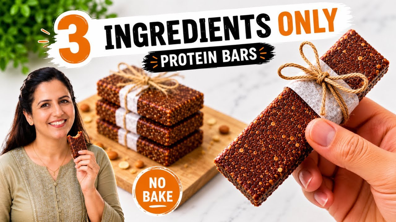 Perfect 3 Ingredients Protein Bars in 15 Minutes | No Bake, No Oven