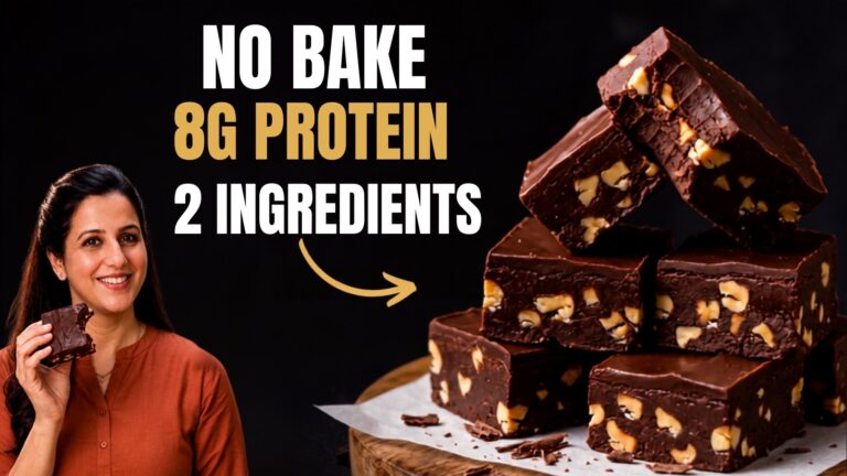 Two-ingredient no bake protein fudge made from peanut butter and dark chocolate, cut into rich squares