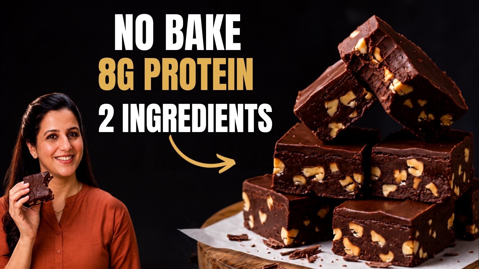 No Bake Protein Fudge | 2 Ingredients, 8g Protein, No Protein Powder