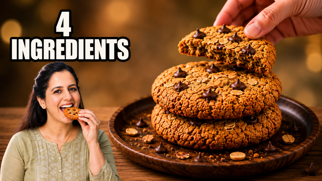 4-Ingredient Peanut Butter Oatmeal Cookies | High-Protein, No Flour, Healthy