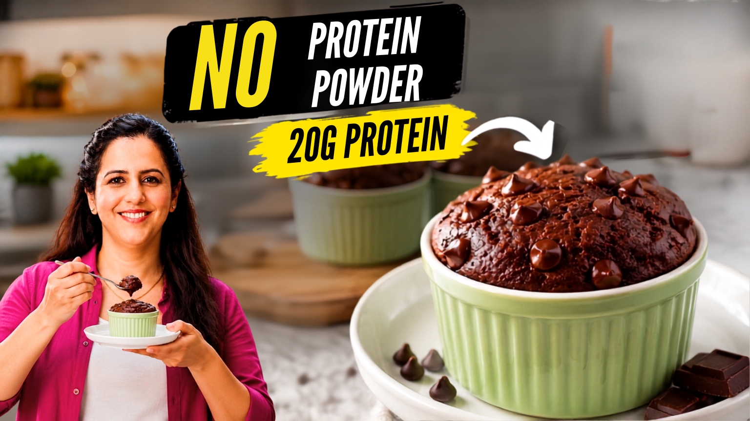 Chocolate peanut butter high protein baked oats in a ramekin with peanut butter drizzle