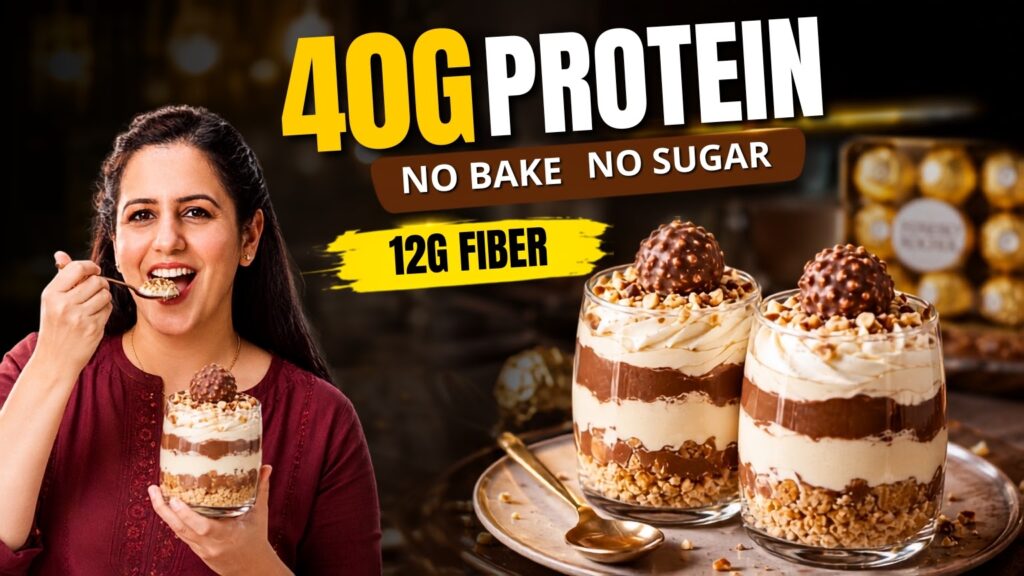 High Protein Cheesecake Cups | No Bake, No Sugar Ferrero Rocher Dessert (40g Protein!)