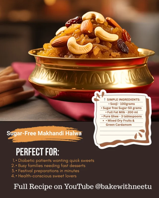 🍯 SUGAR-FREE MAKHANDI HALWA that tastes EXACTLY like the traditional version! Perfect for diabetics and health-conscious sweet lovers.
✨ Ready in just 5 minutes with simple ingredients you already have at home! No compromise on taste or texture.
🎯 PERFECT FOR: ✅ Diabetic patients wanting guilt-free sweets ✅ Busy families needing quick desserts ✅ Festival preparations in minutes ✅ Health-conscious sweet lovers
This foolproof recipe delivers authentic taste without spiking blood sugar levels! Tested by 83K+ home bakers who trust our healthy alternatives.
Double tap if you’re trying this weekend! 💕
Full step-by-step recipe on YouTube - link in bio!

#SugarFreeRecipes #DiabeticFriendly #MakhandiHalwa #HealthyIndianSweets #BakeWithNeetu #5MinuteRecipes #DiabeticRecipes #SugarFreeHalwa #HealthyDesserts #TraditionalRecipes #AuthenticTaste #FoolproofRecipes #TestedRecipes #HealthyLifestyle